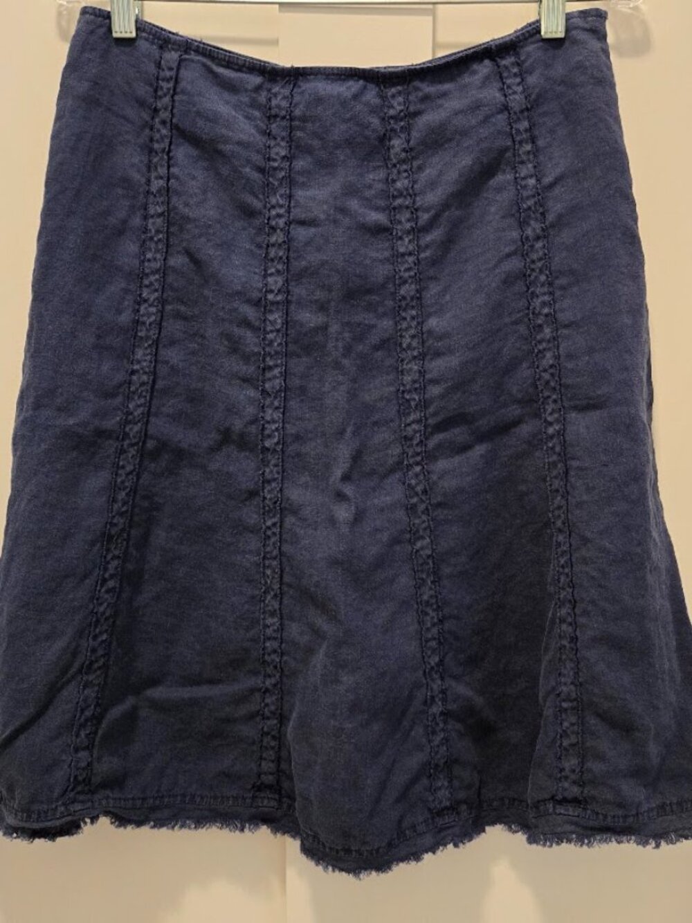 Tommy Bahama Linen Navy Blue A-Line Midi Skirt, Sz. 6